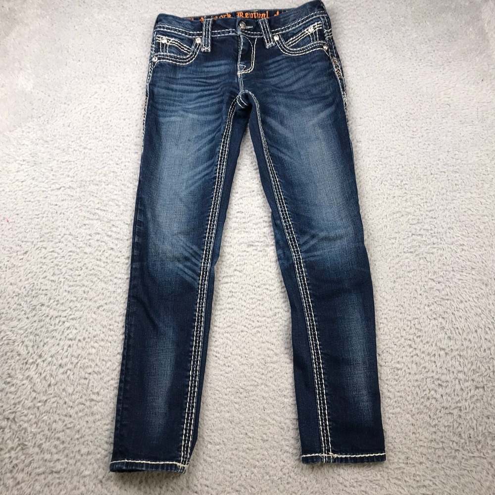 Rock Revival Lavinia Jeans Womens 26 (28x27) Ankle Skinny Low Rise Stone Wash